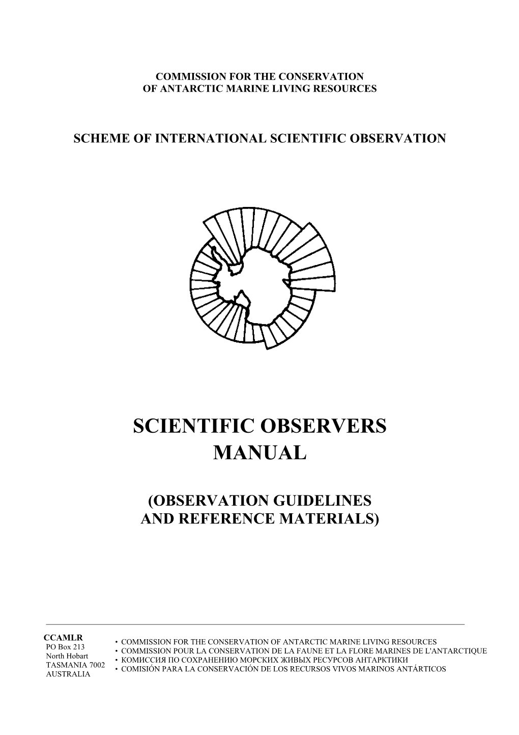 Scientific Observers Manual