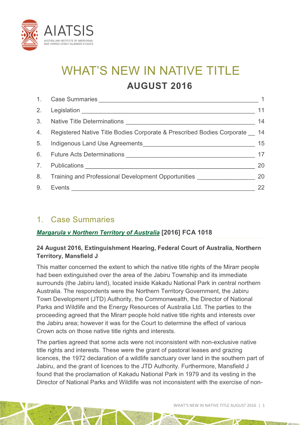 What's New in Native Title August 2016