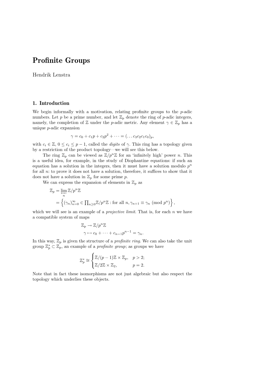 Profinite Groups