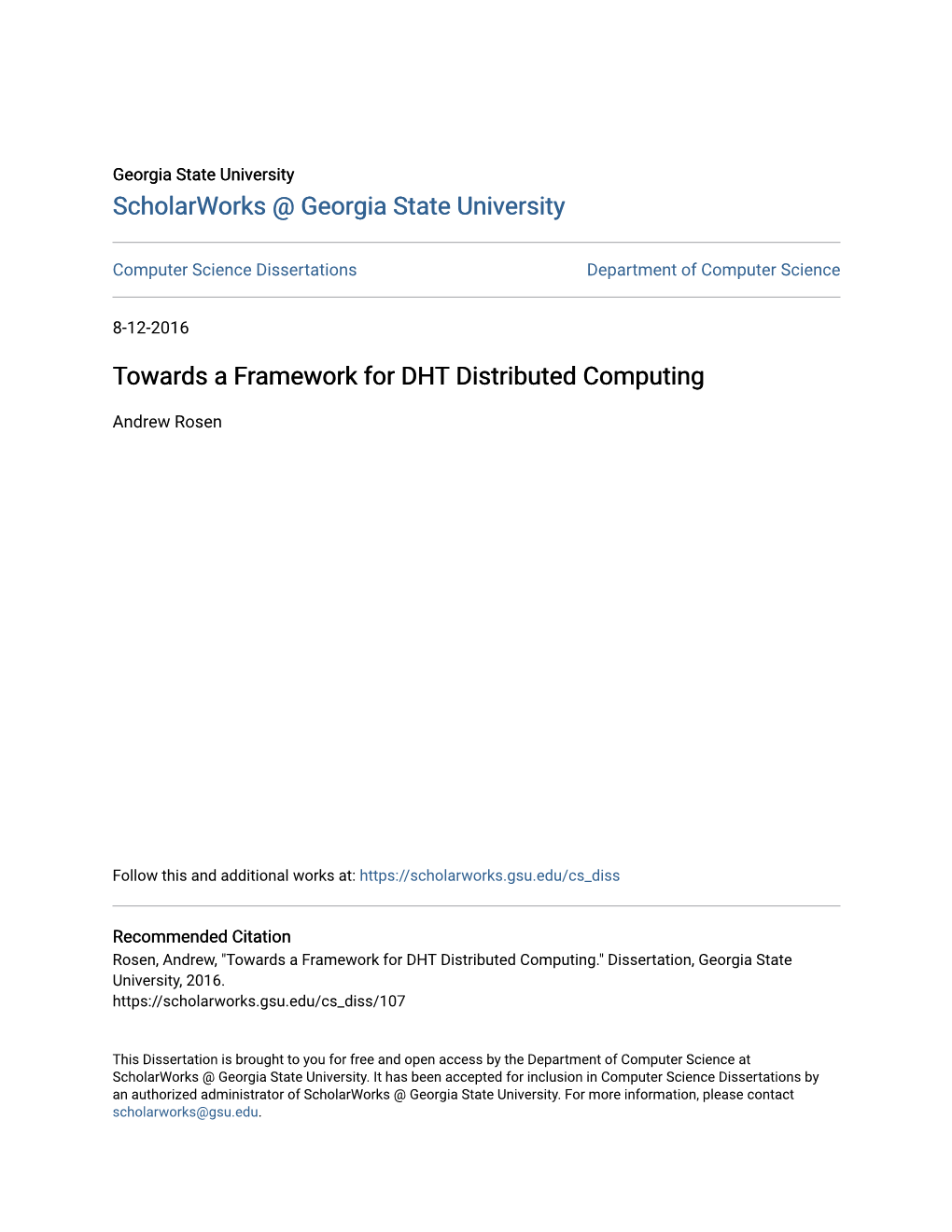 Towards a Framework for DHT Distributed Computing