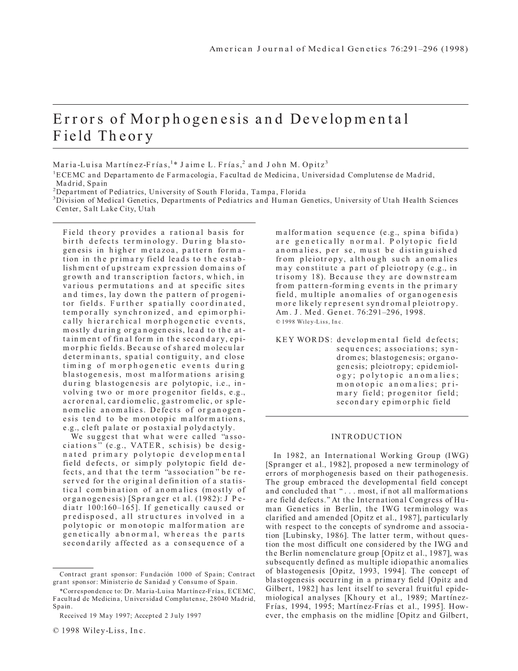 Errors of Morphogenesis and Developmental Field Theory