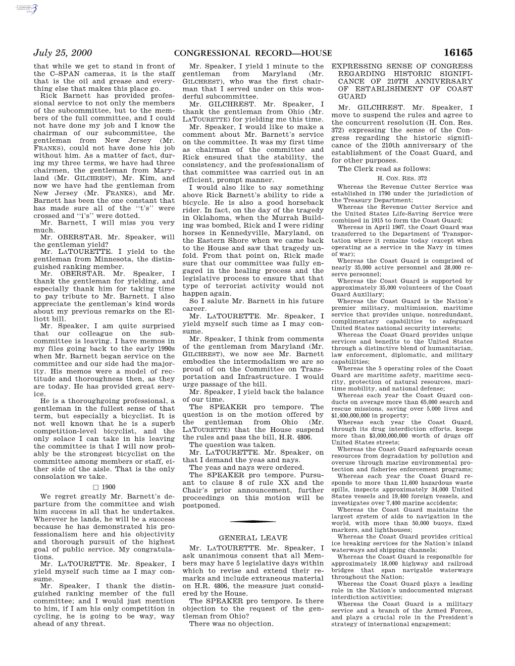 CONGRESSIONAL RECORD—HOUSE July 25, 2000
