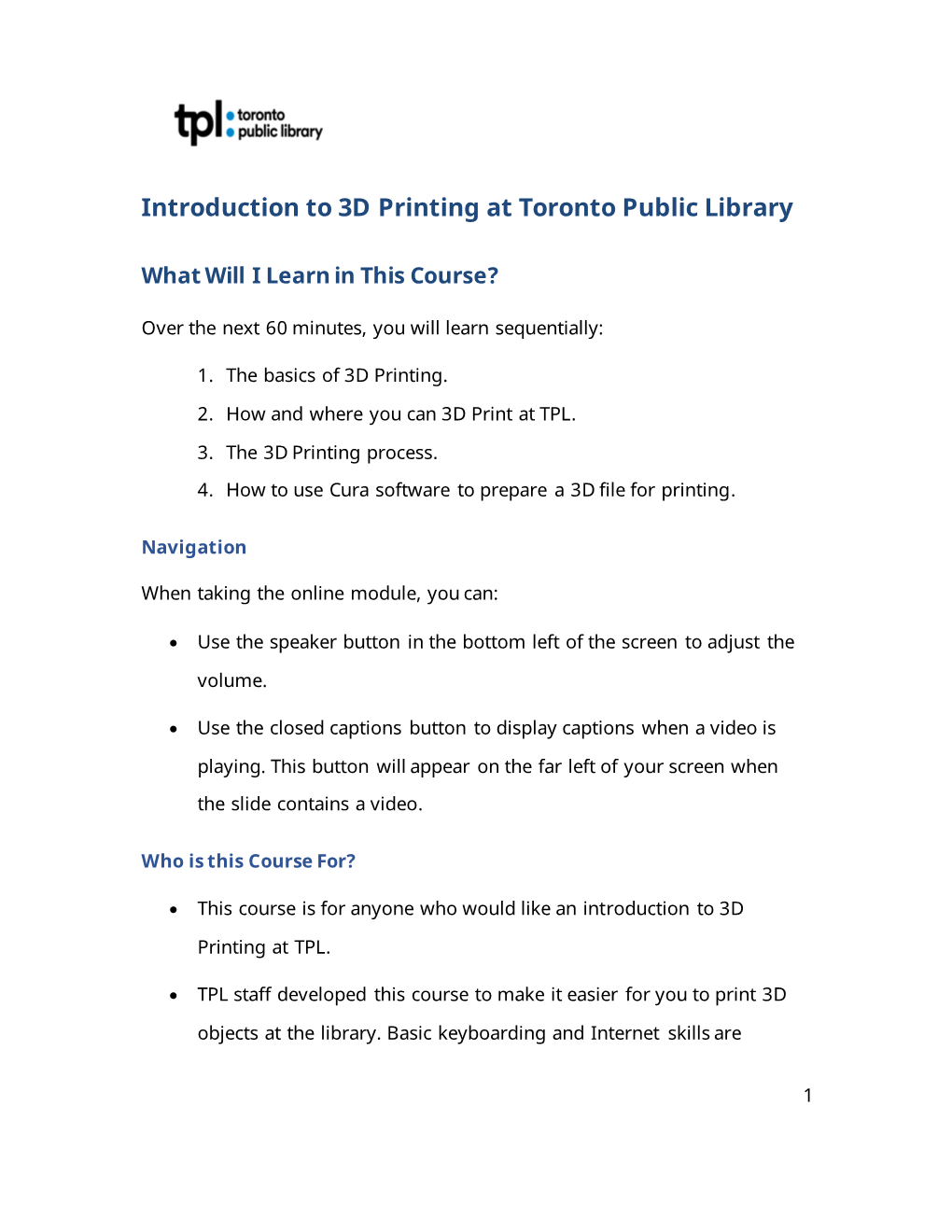 Introduction to 3D Printing at Toronto Public Library