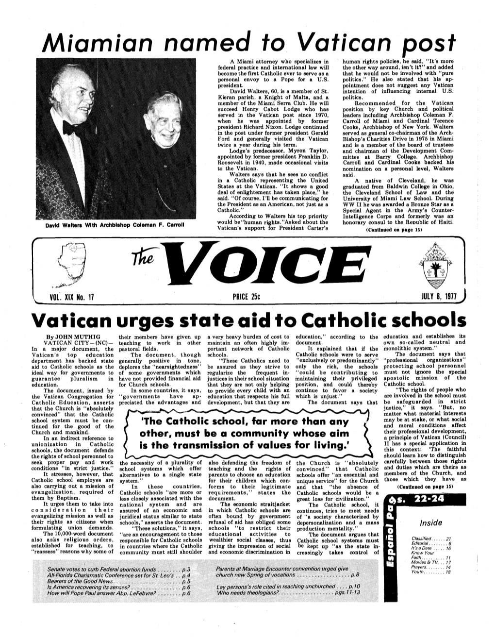 Miamian Named to Vatican Post