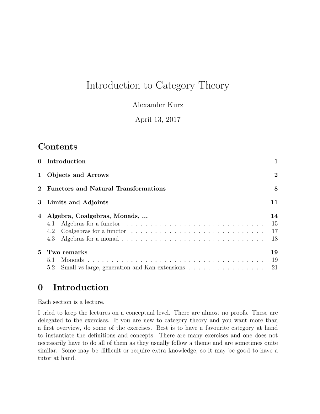Introduction to Category Theory