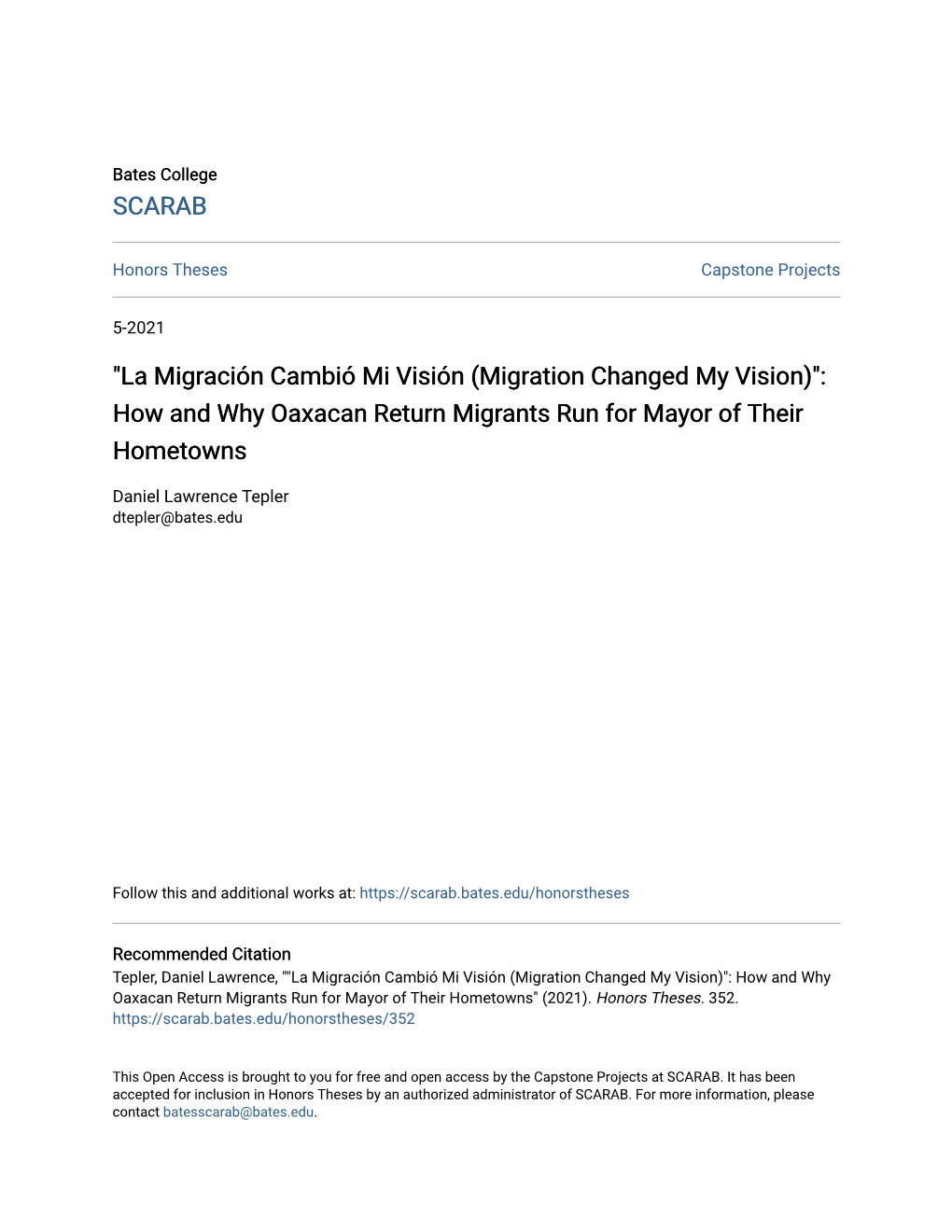 La Migración Cambió Mi Visión (Migration Changed My Vision)": How and Why Oaxacan Return Migrants Run for Mayor of Their Hometowns