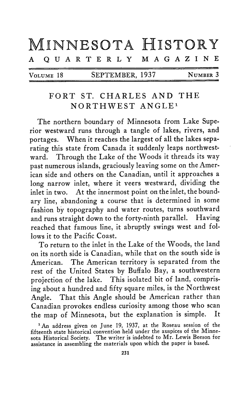 Fort St. Charles and the Northwest Angle^