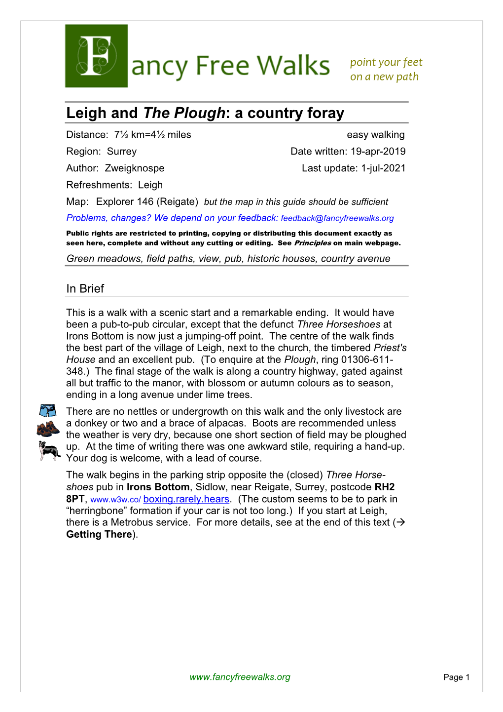 Leigh and the Plough: a Country Foray