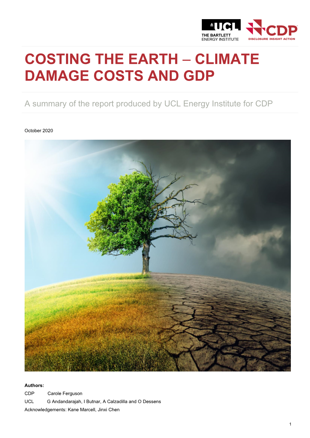 Costing the Earth – Climate Damage Costs and Gdp