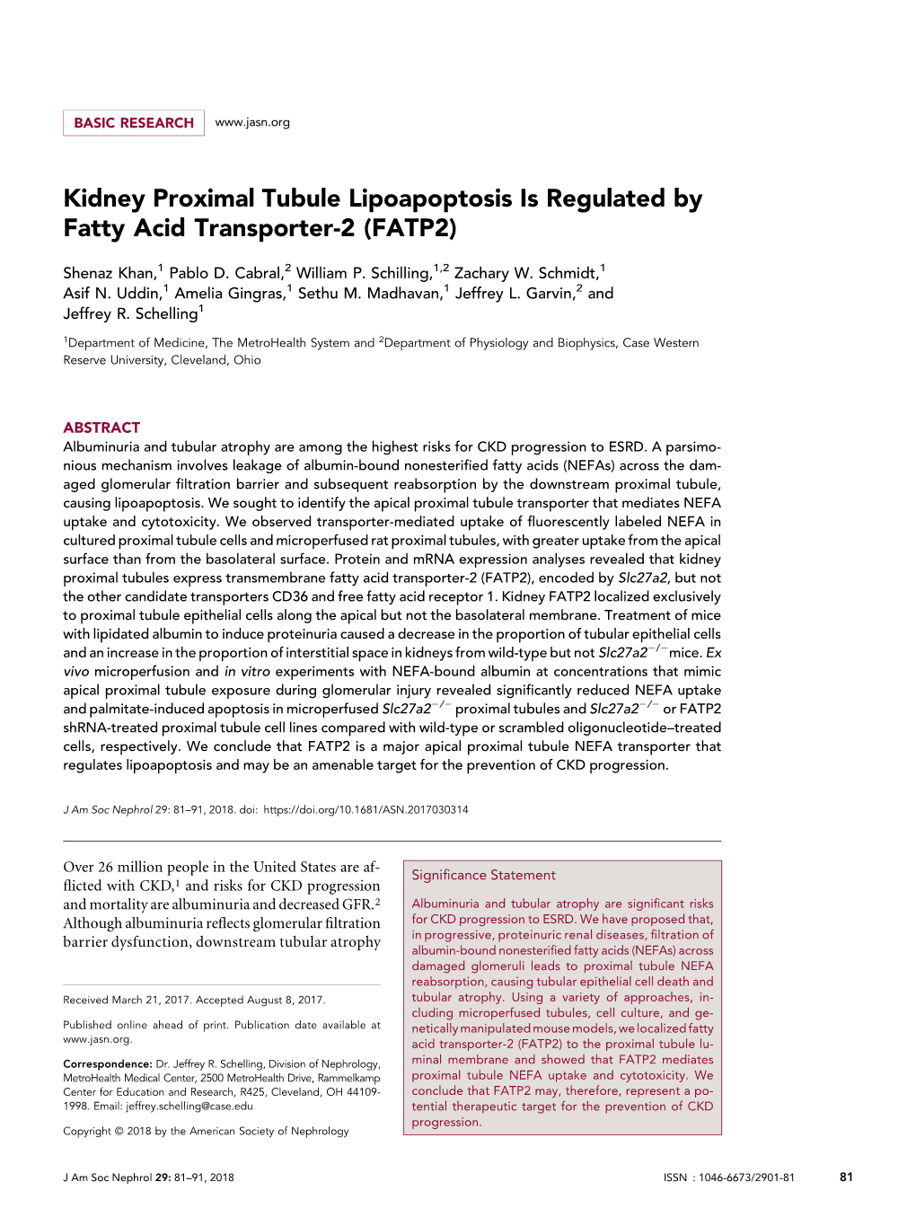 Kidney Proximal Tubule Lipoapoptosis Is Regulated by Fatty Acid Transporter-2 (FATP2)