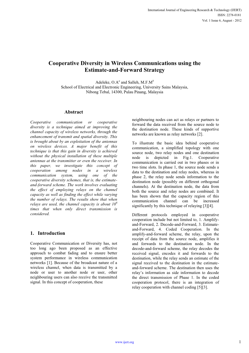 Cooperative Diversity in Wireless Communications Using the Estimate-And-Forward Strategy