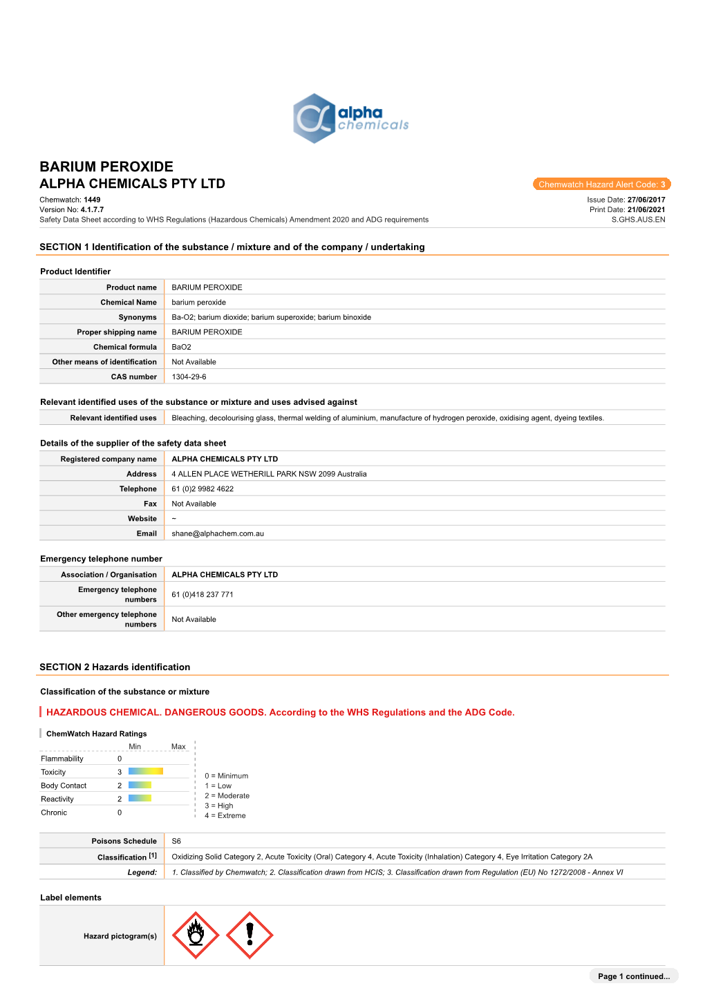 Barium Peroxide