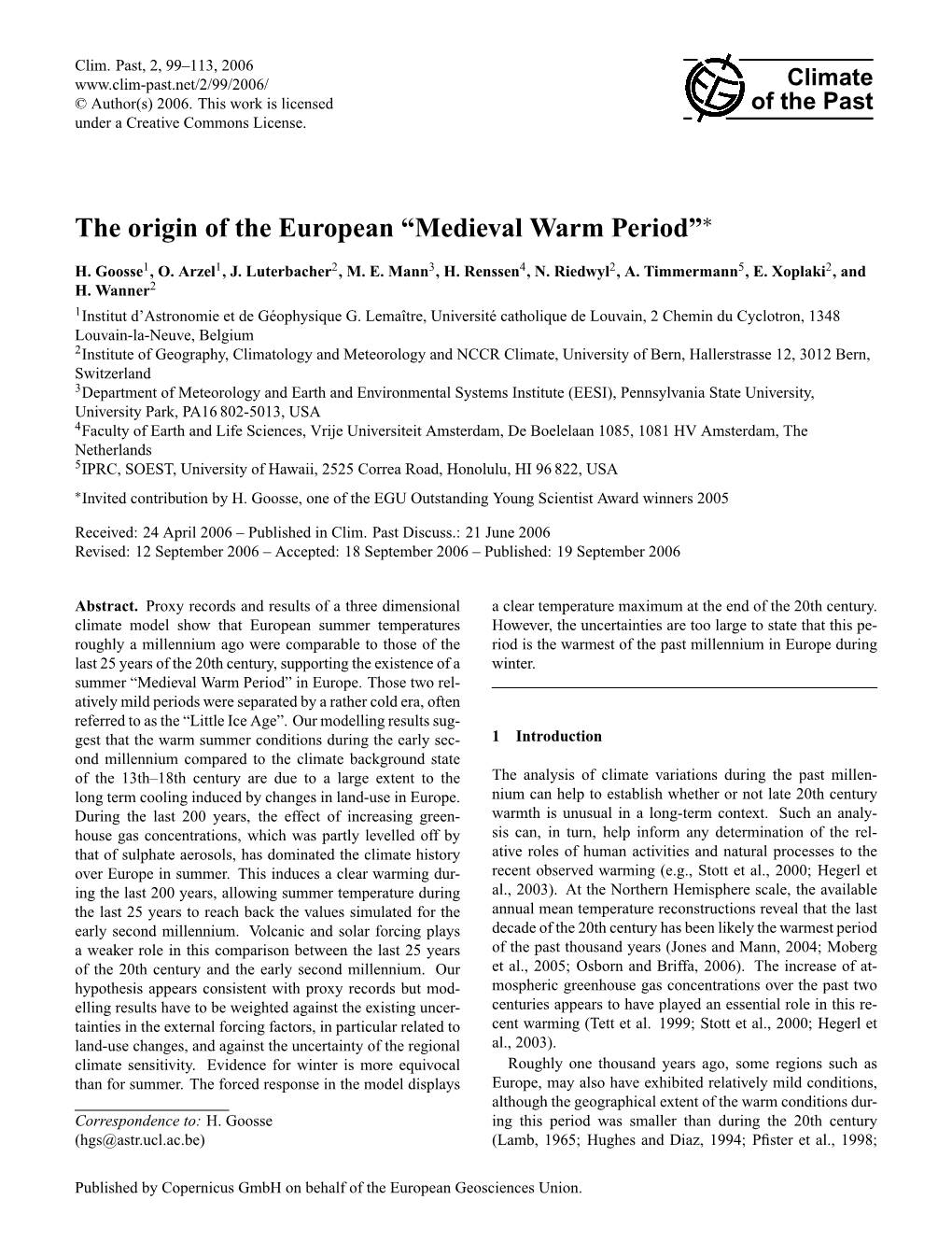 Medieval Warm Period”∗