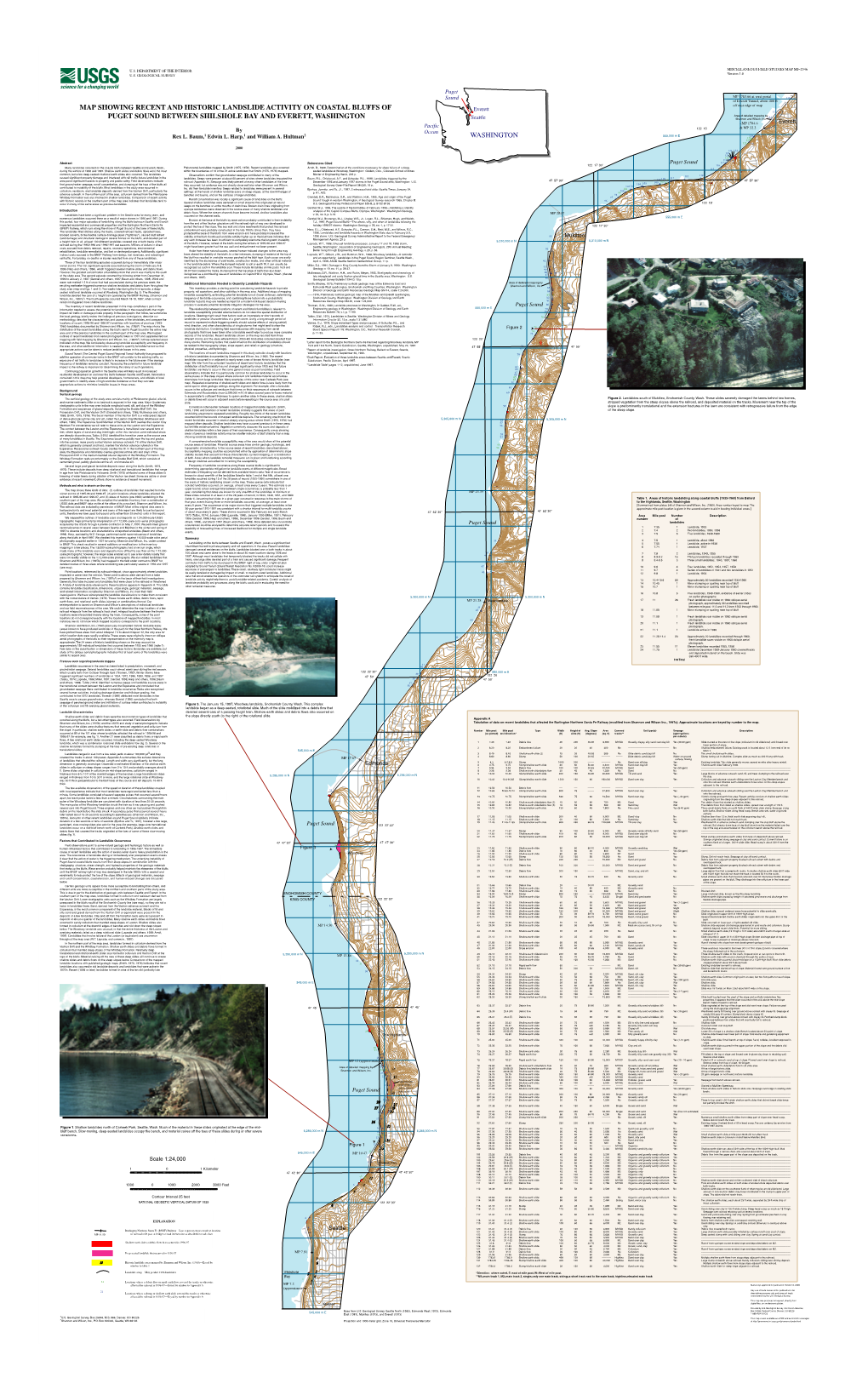 Map Showing Recent and Historic Landslide Activity on Coastal Bluffs Of