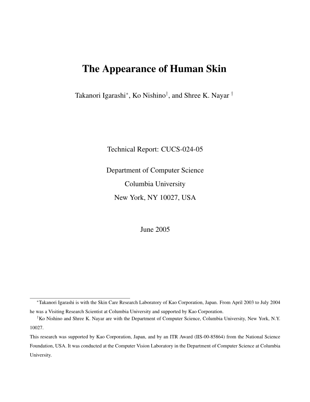 The Appearance of Human Skin