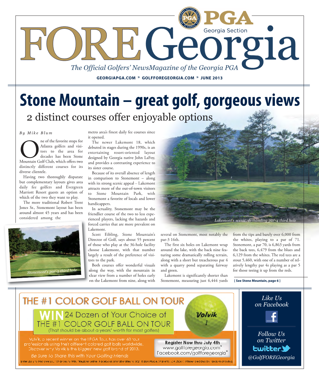 Stone Mountain – Great Golf, Gorgeous Views 2 Distinct Courses Offer Enjoyable Options
