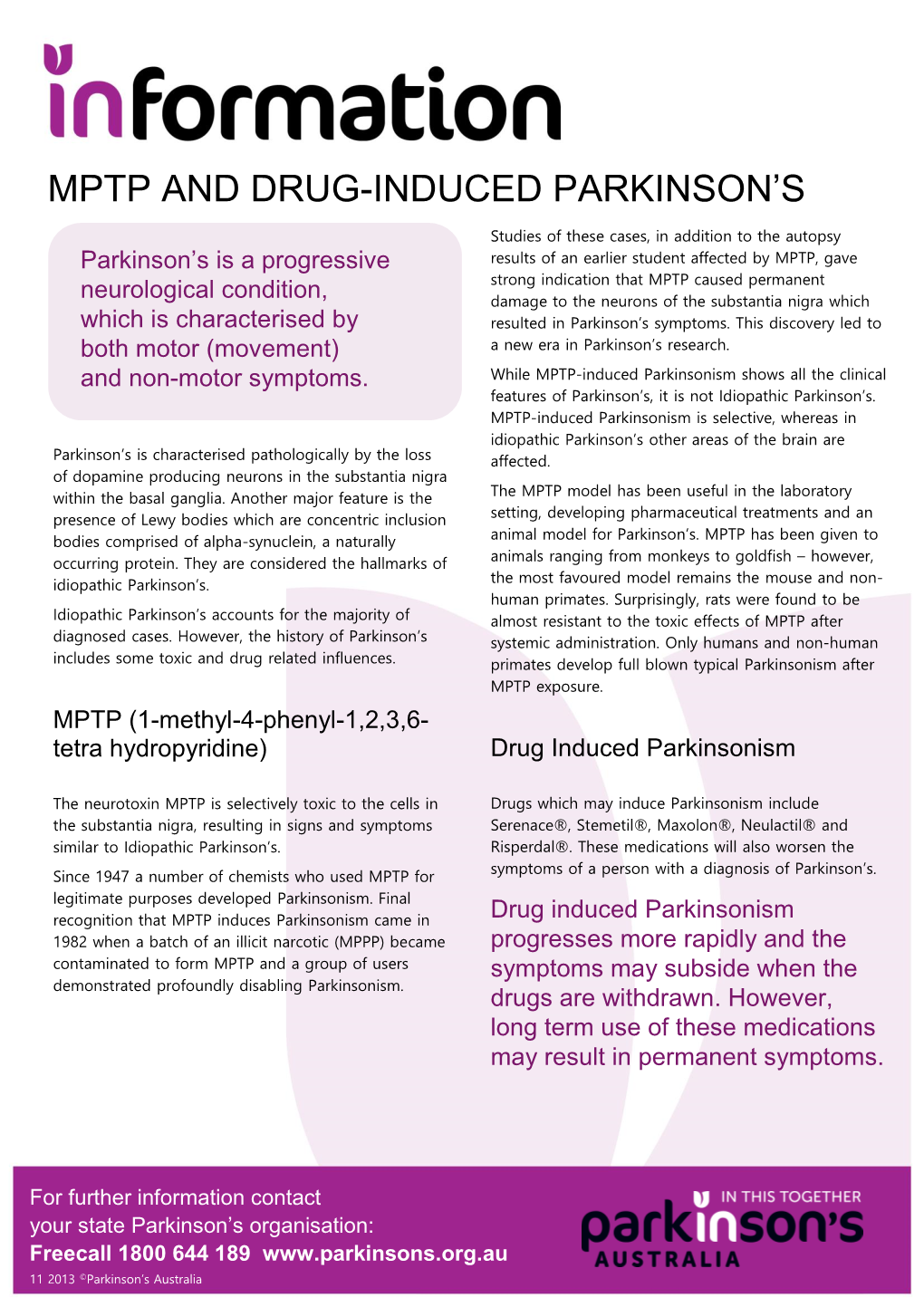 Mptp and Drug-Induced Parkinson's