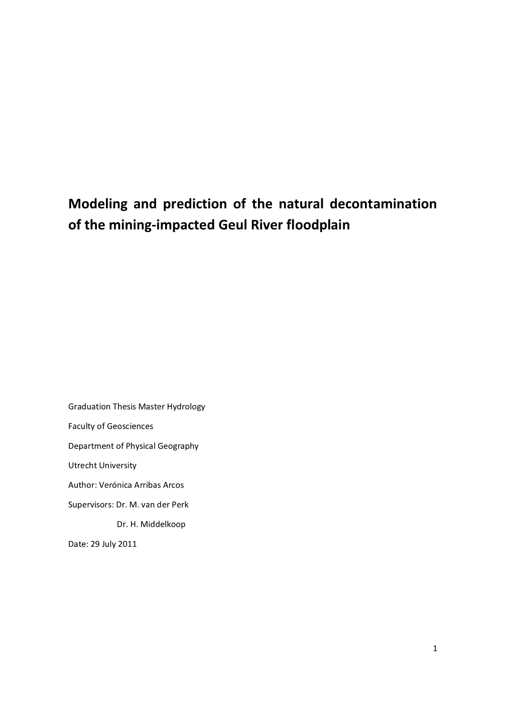 Modeling and Prediction of the Natural Decontamination of the Mining-Impacted Geul River Floodplain