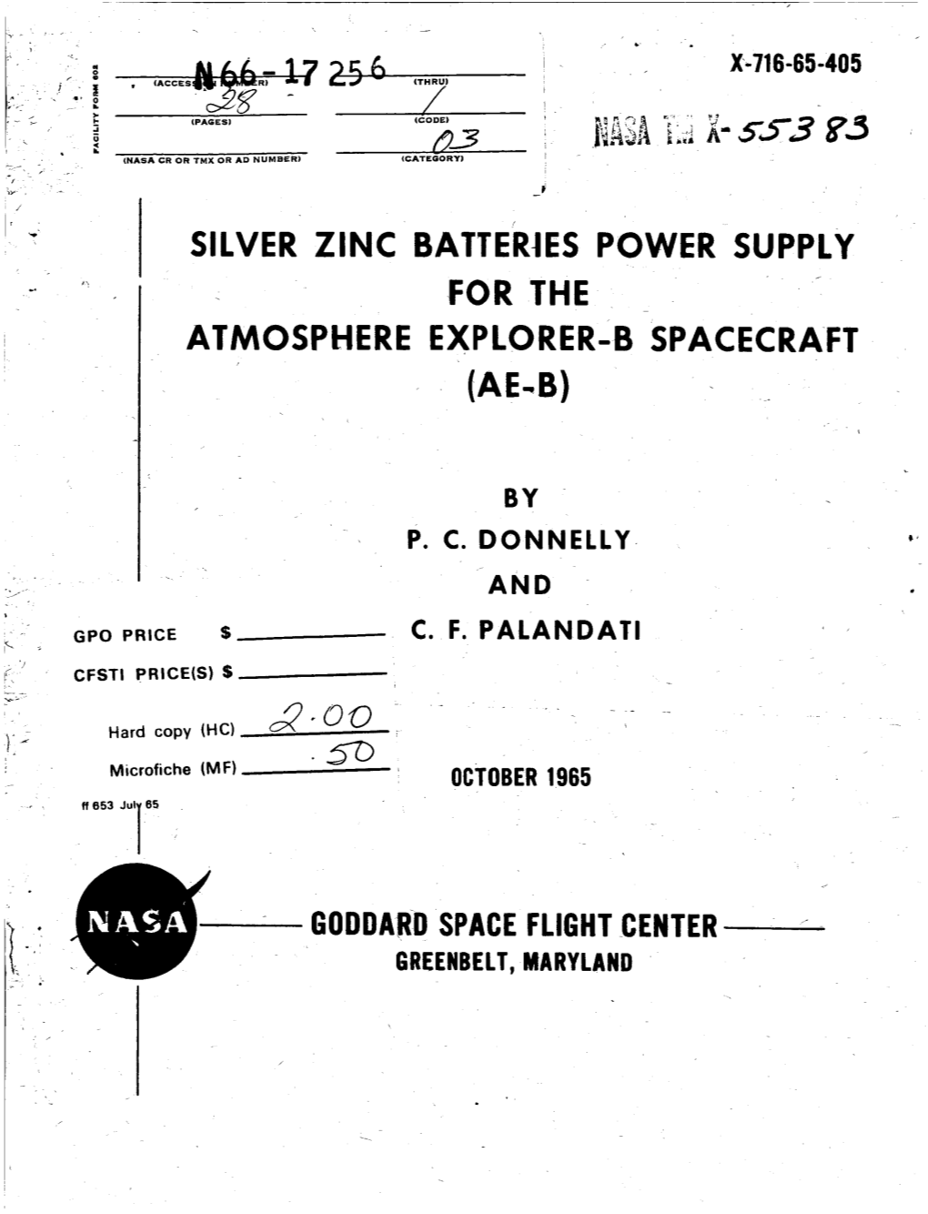 Silver Zinc Batter-Ies Power Supply for the Atmosphere