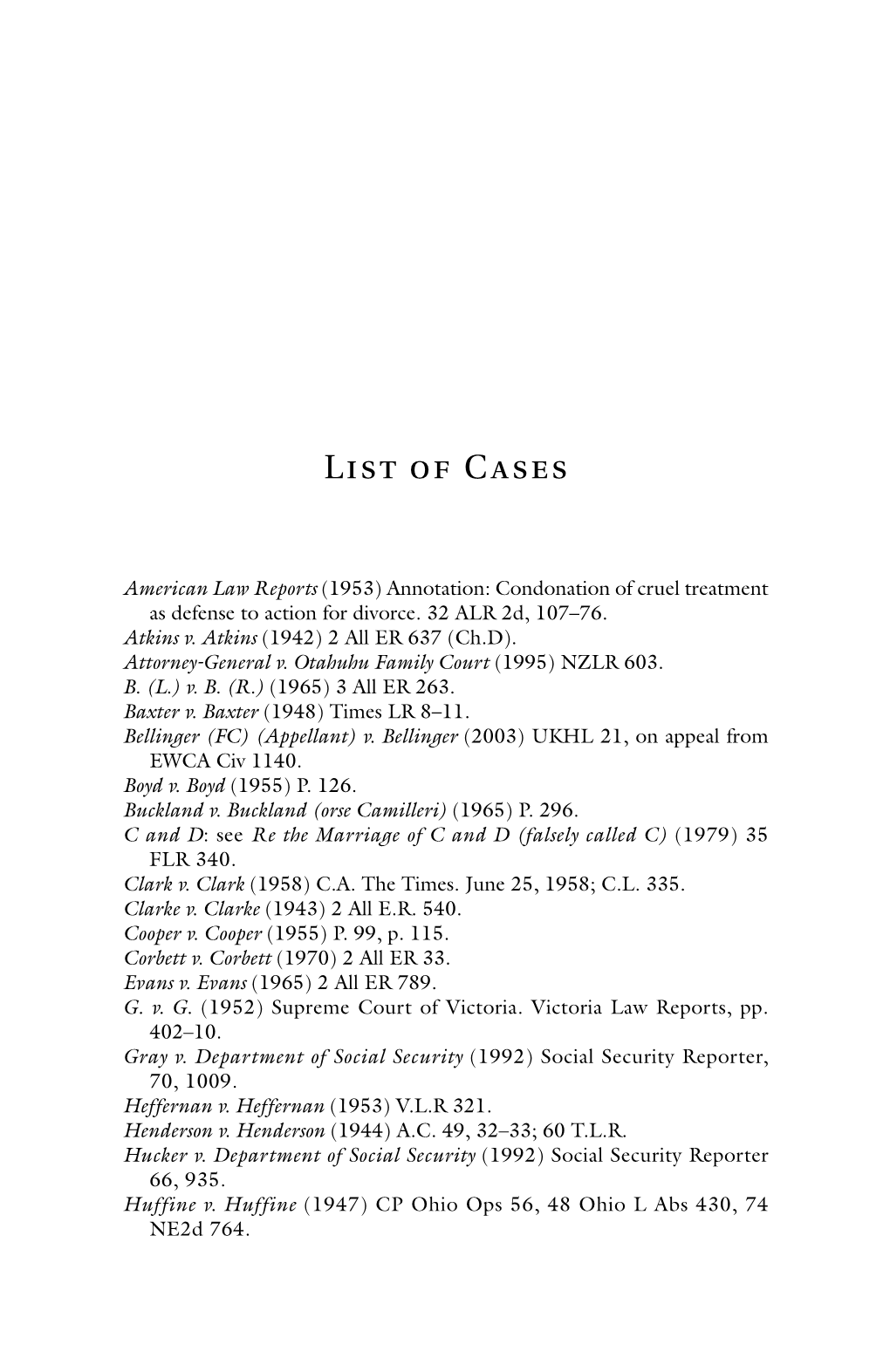 List of Cases