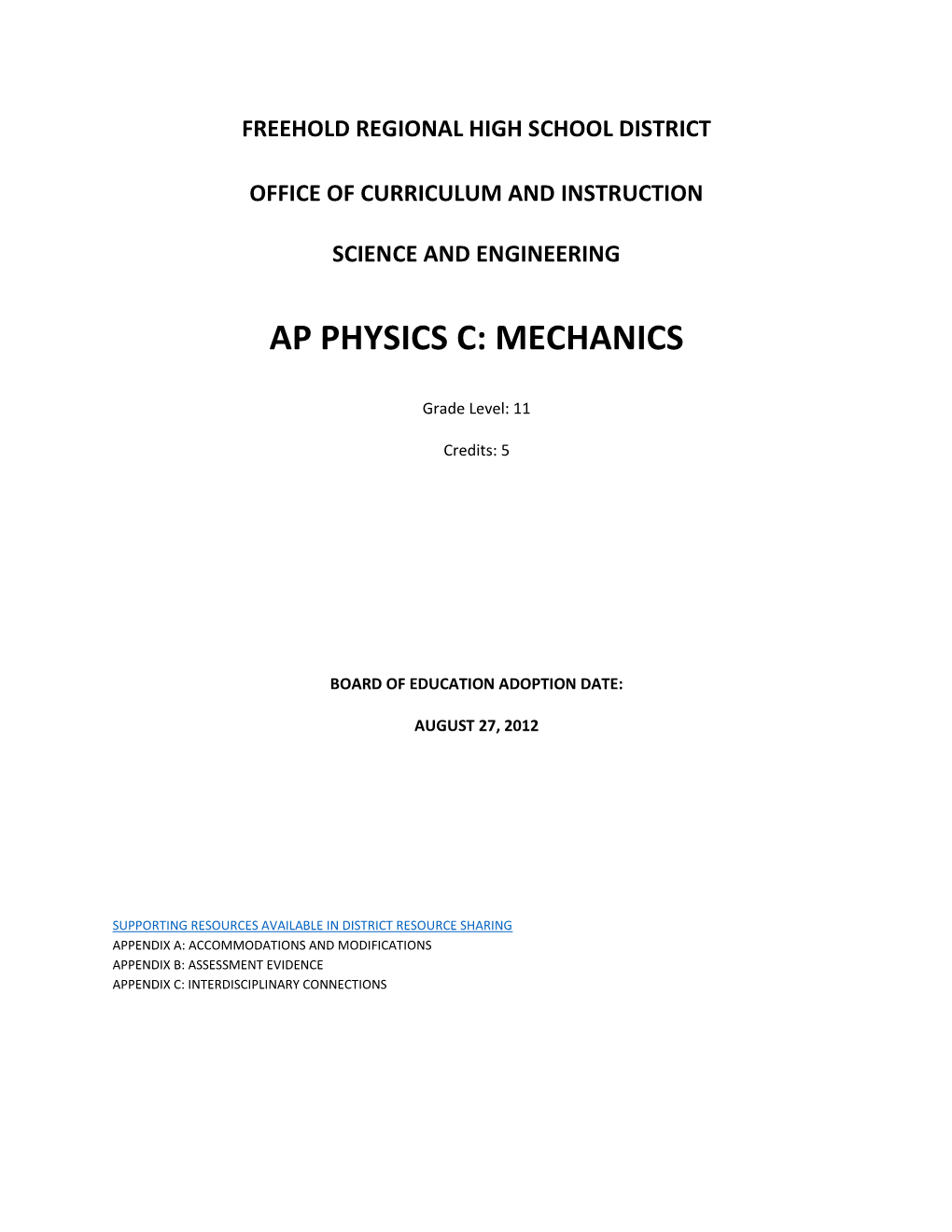 Advanced Placement Physics C