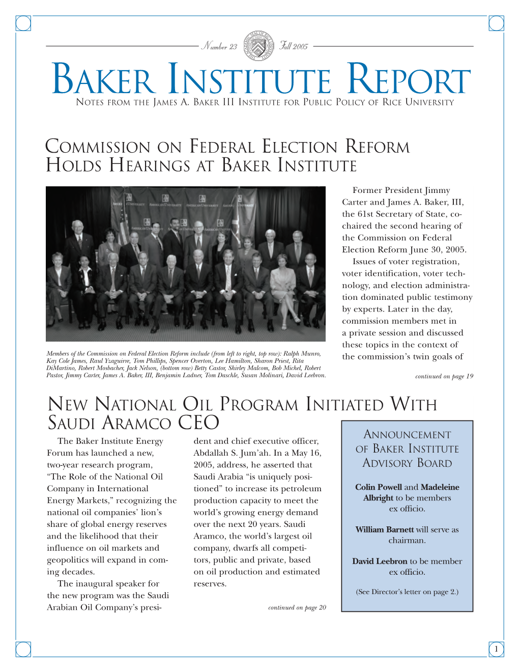 Baker Institute Report Notes from the James A