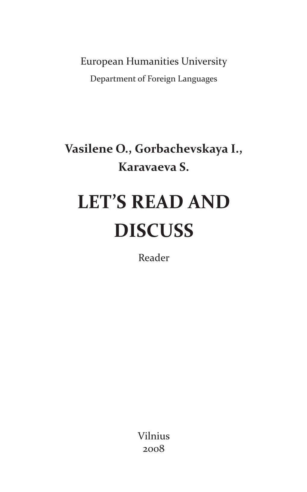 Let's Read and Discuss; Учеб.-Метод