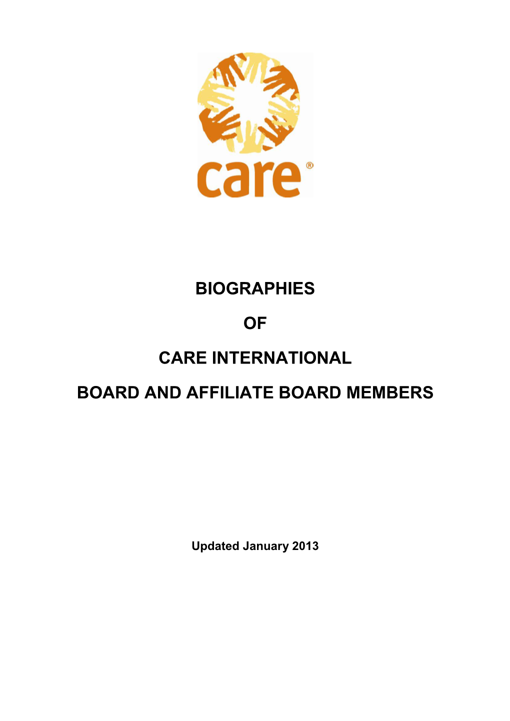 Biographies of Care International Board and Affiliate Board Members