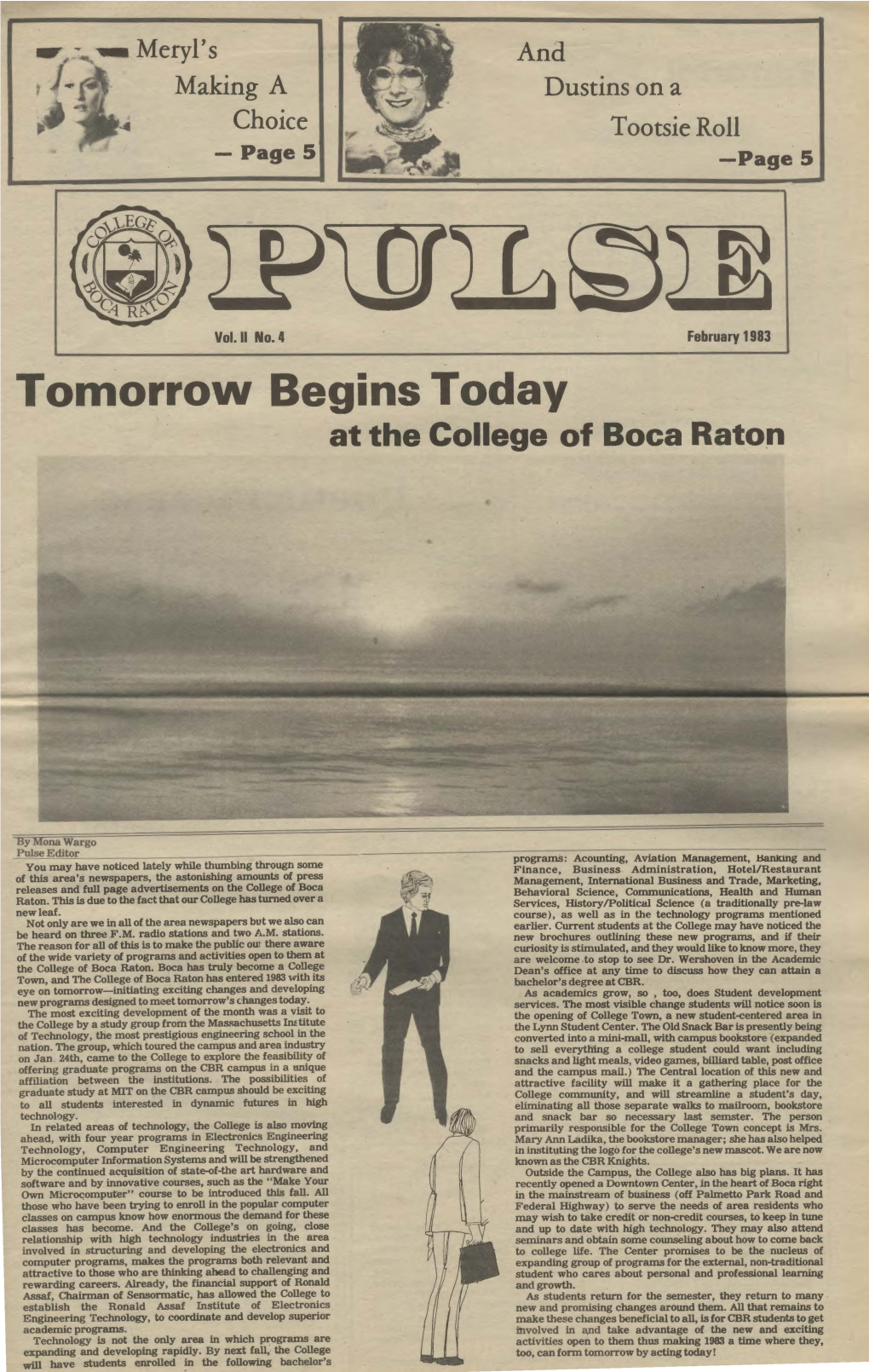 February 1983 Tomorrow Begins Today at the College of Boca Rato.N