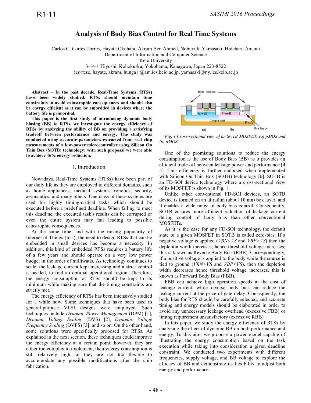 Analysis of Body Bias Control for Real Time Systems R1-11