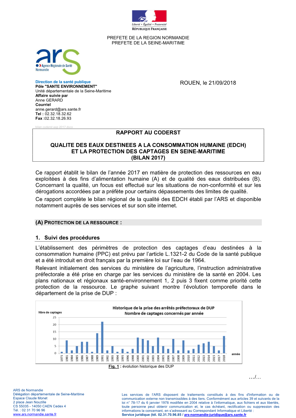 Edch) Et La Protection Des Captages En Seine-Maritime (Bilan 2017