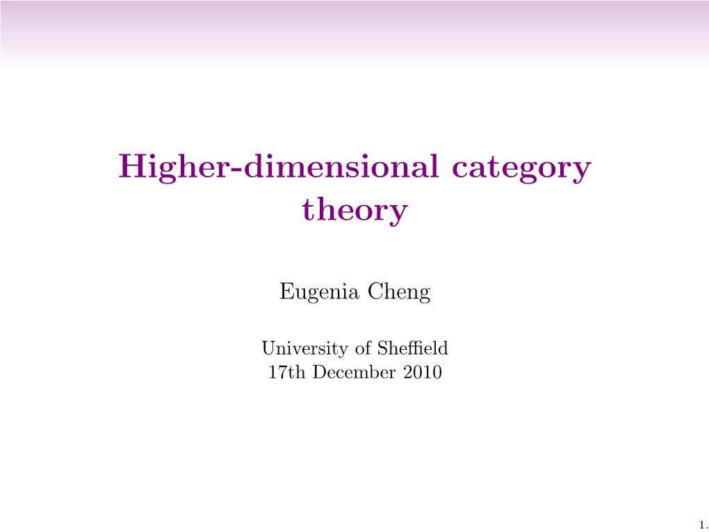 Higher-Dimensional Category Theory