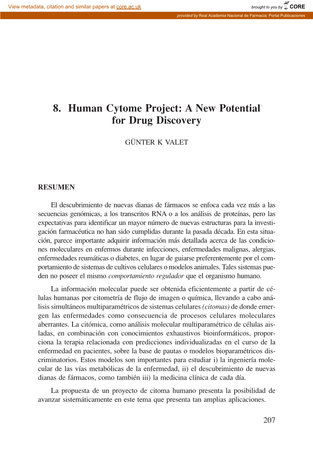 8. Human Cytome Project: a New Potential for Drug Discovery