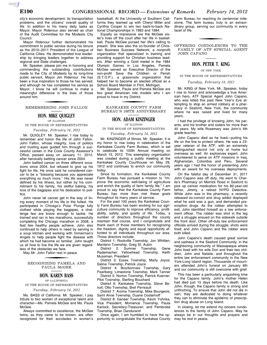 CONGRESSIONAL RECORD— Extensions of Remarks E190 HON