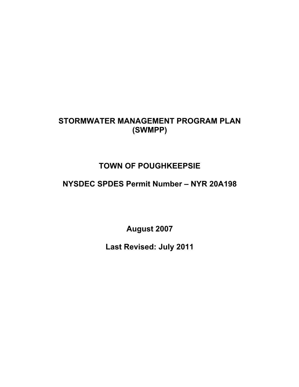 Stormwater Management Program Plan (Swmpp)