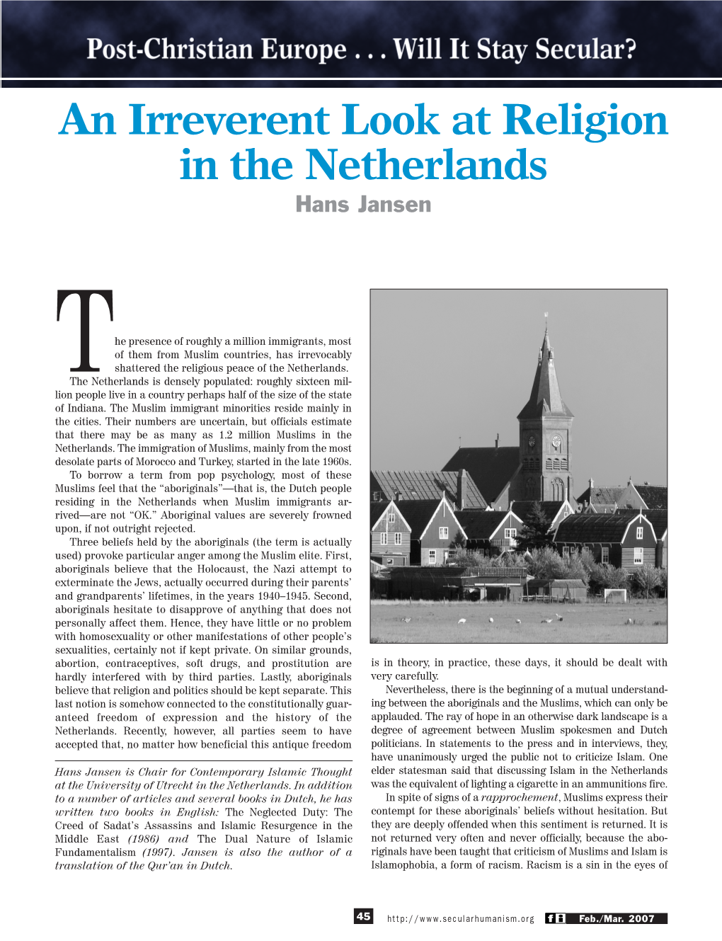 An Irreverent Look at Religion in the Netherlands Hans Jansen