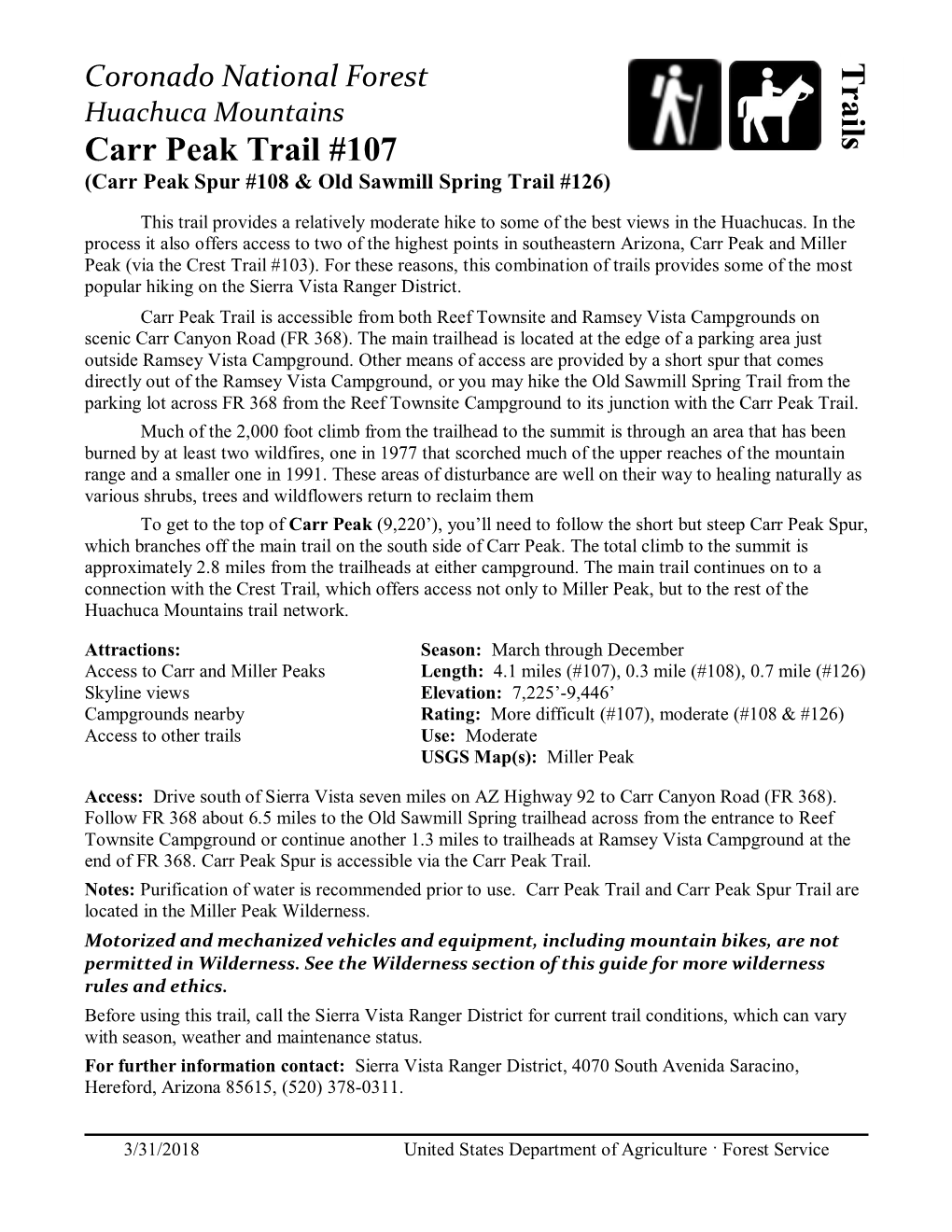 Carr Peak Trail #107 T Rails