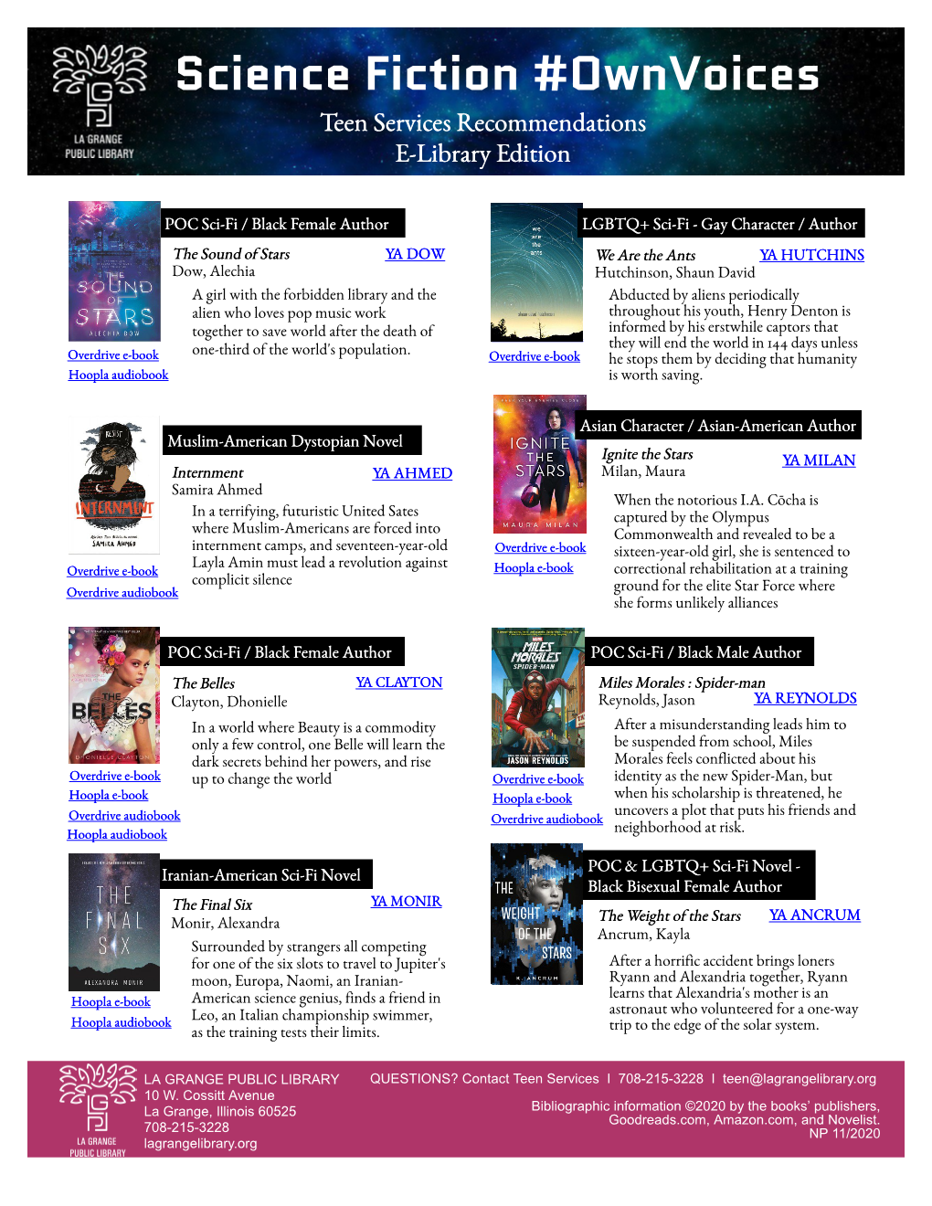 Science Fiction #Ownvoices Teen Services Recommendations E-Library Edition