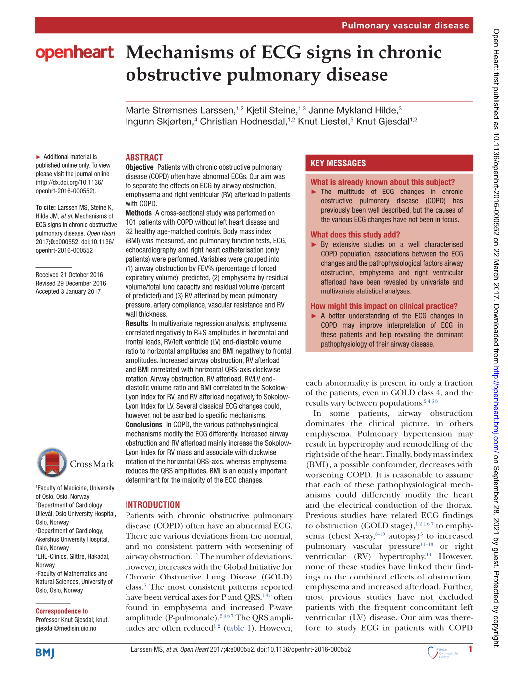 Mechanisms of ECG Signs in Chronic Obstructive Pulmonary Disease