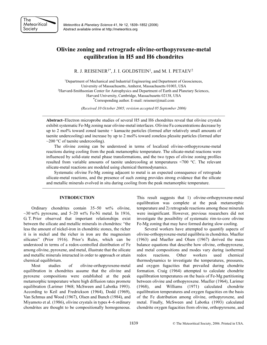 Olivine Zoning and Retrograde Olivine-Orthopyroxene-Metal Equilibration in H5 and H6 Chondrites