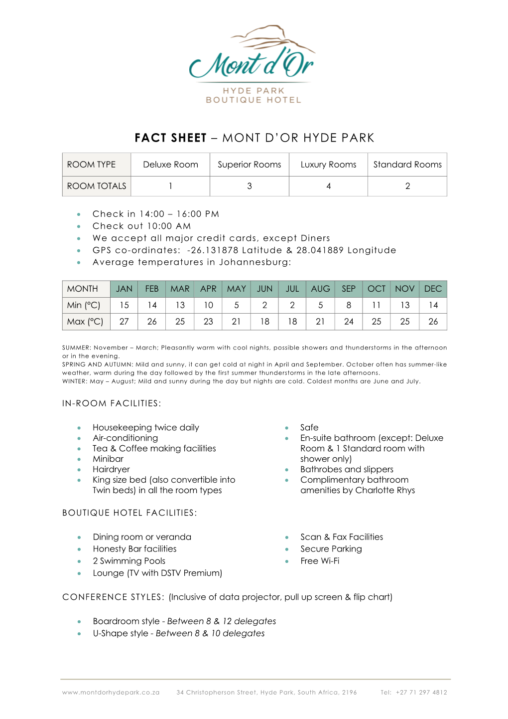 Fact Sheet – Mont D’Or Hyde Park