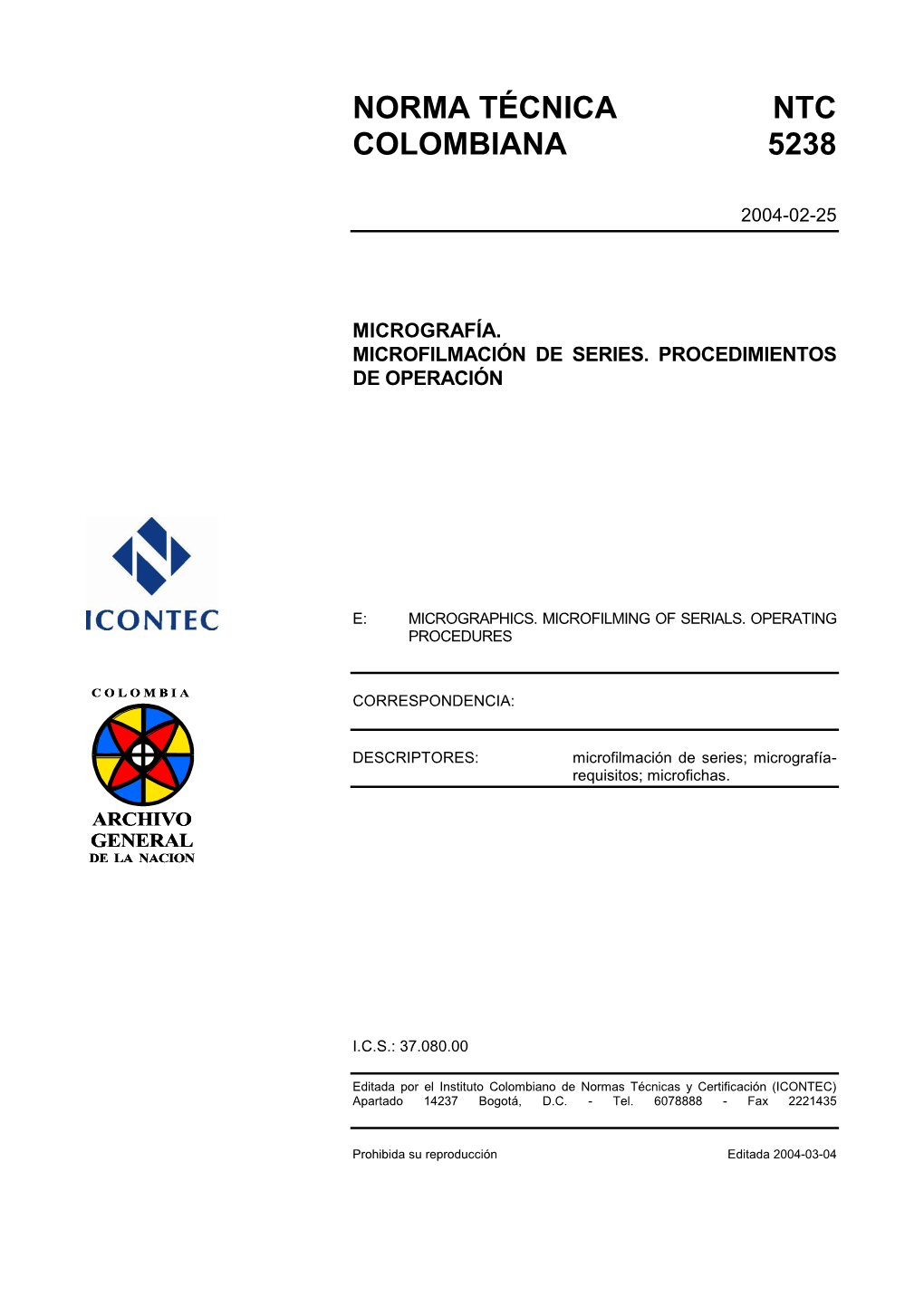 Norma Técnica Ntc Colombiana 947-1