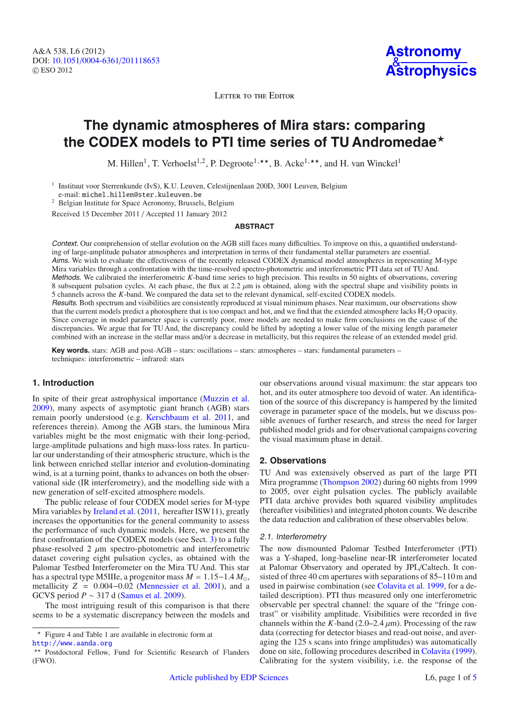 Comparing the CODEX Models to PTI Time Series of TU Andromedae