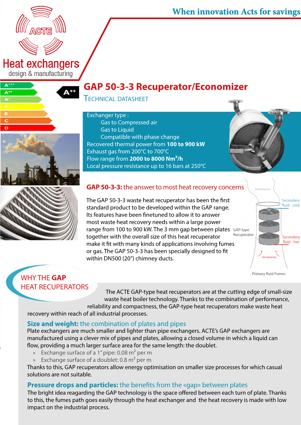 GAP 50-3-3 Recuperator/Economizer Technical Datasheet