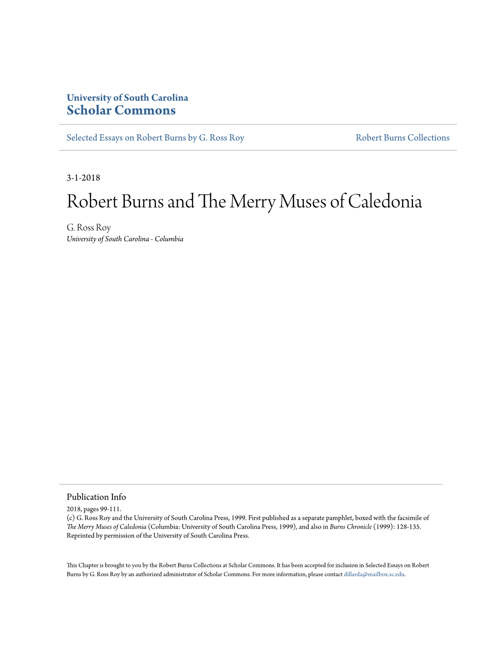 Robert Burns and the Merry Muses of Caledonia