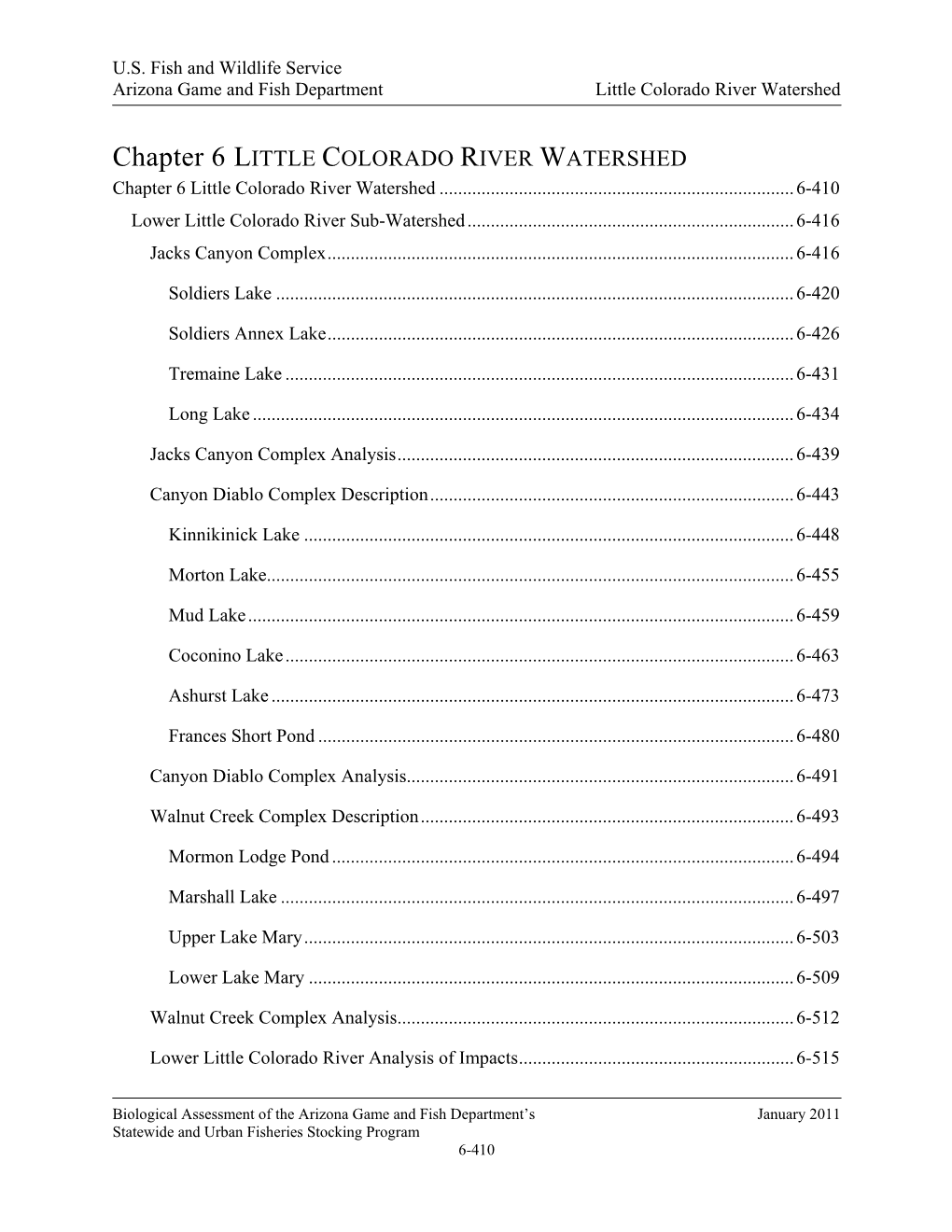 Chapter 6 LITTLE COLORADO RIVER WATERSHED Chapter 6 Little Colorado River Watershed