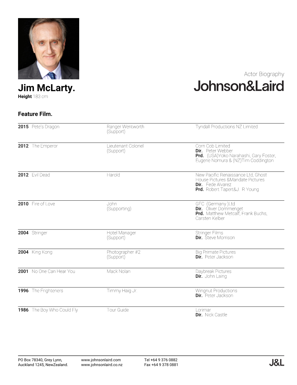 Jim Mclarty. Height 183 Cm