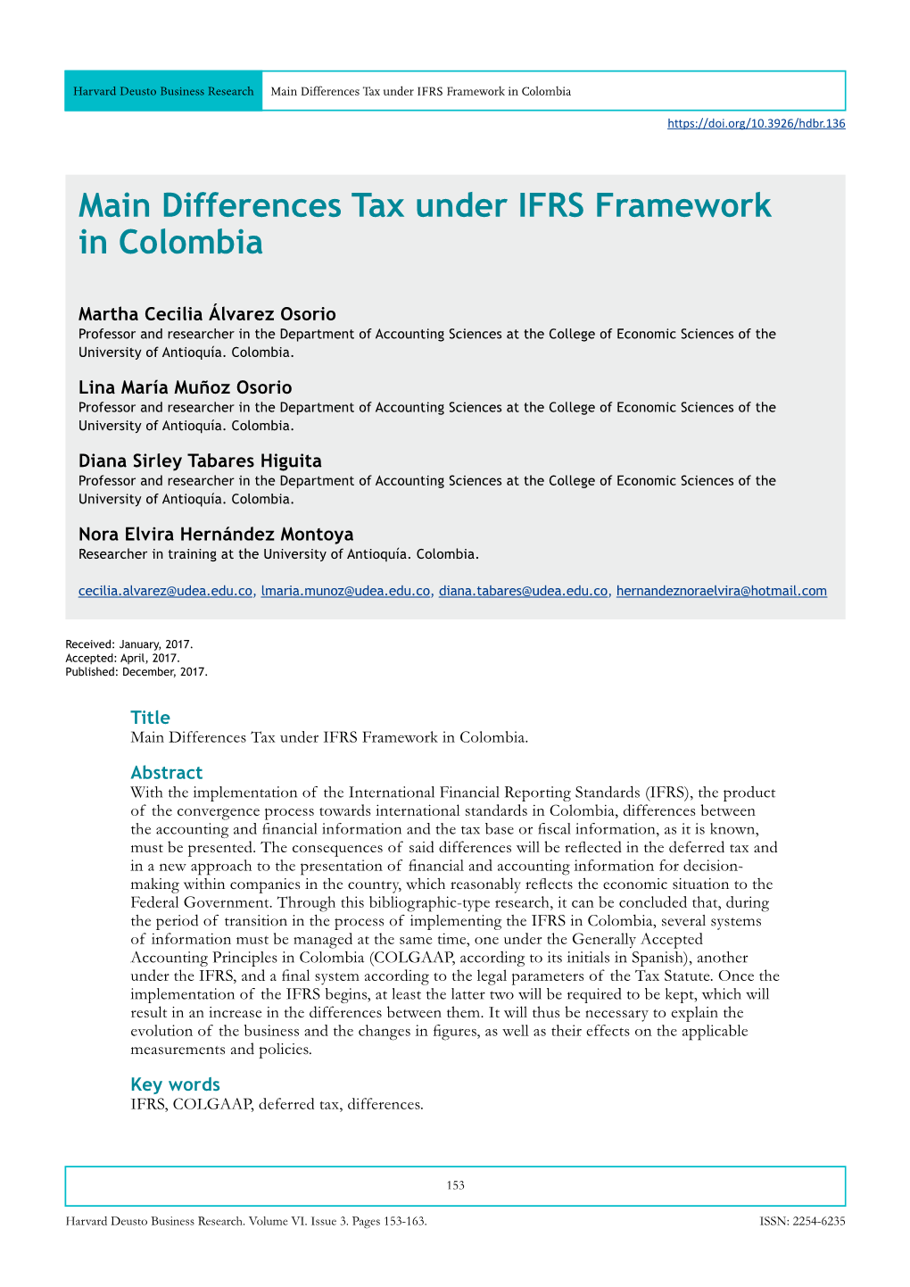 Main Differences Tax Under IFRS Framework in Colombia