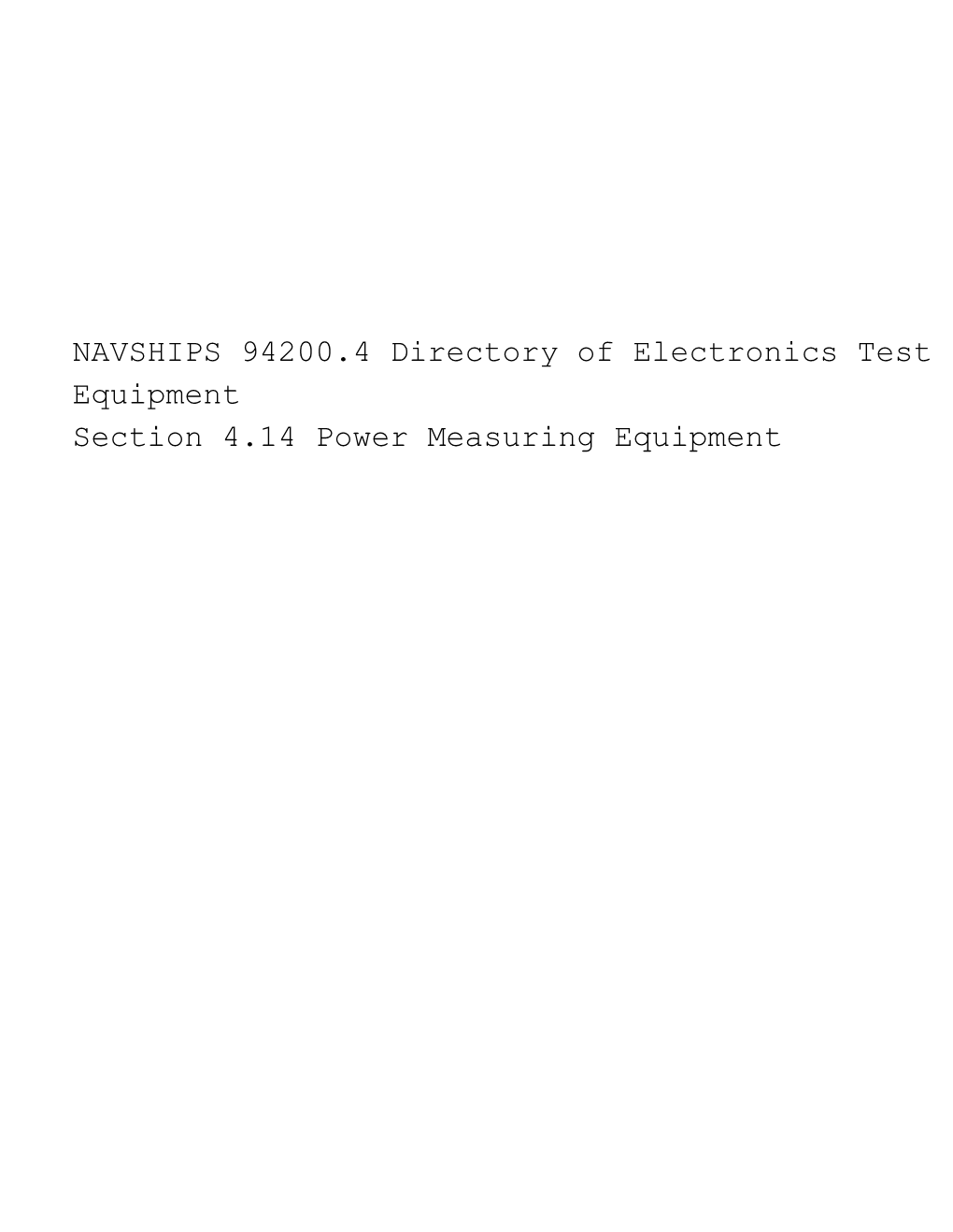 NAVSHIPS 94200.4 Directory of Electronics Test Equipment
