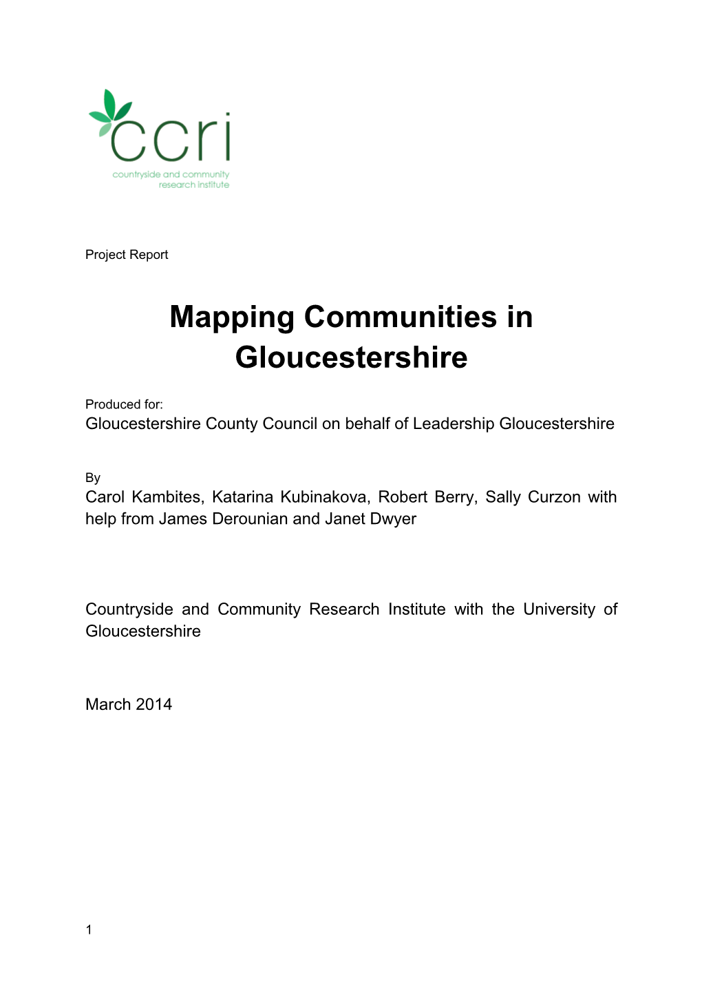 Mapping Communities in Gloucestershire